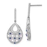 14k White Gold Sapphire and Diamond Dangle Earrings-WBC-EM7251-SA-033-WA