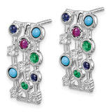 14k White Gold Gemstone and Turquoise Earrings-WBC-EM7253-EM-025-WA