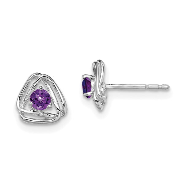 14k White Gold Amethyst Post Earrings-WBC-EM7395-AM-W