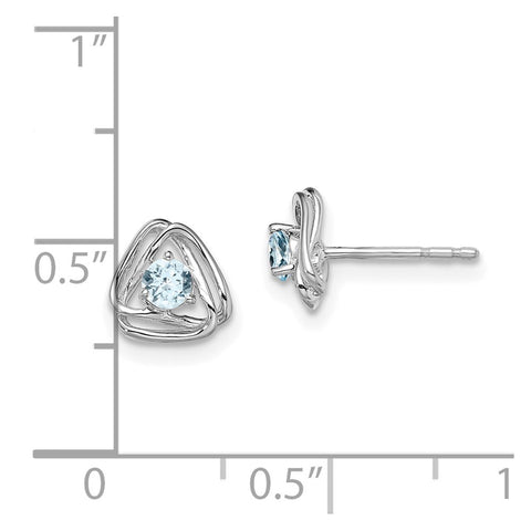 14k White Gold Aquamarine Post Earrings-WBC-EM7395-AQ-W