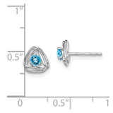 14k White Gold Blue Topaz Post Earrings-WBC-EM7395-BT-W