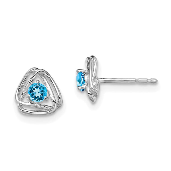 14k White Gold Blue Topaz Post Earrings-WBC-EM7395-BT-W