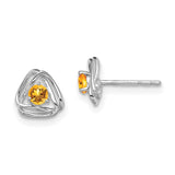 14k White Gold Citrine Post Earrings-WBC-EM7395-CI-W