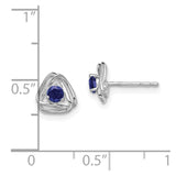 14k White Gold Created Sapphire Post Earrings-WBC-EM7395-CSA-W