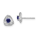 14k White Gold Created Sapphire Post Earrings-WBC-EM7395-CSA-W