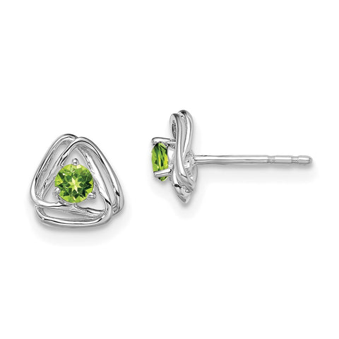 14k White Gold Peridot Post Earrings-WBC-EM7395-PE-W