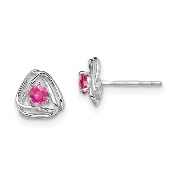 14k White Gold Pink Tourmaline Post Earrings-WBC-EM7395-PT-W