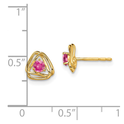 14k Pink Tourmaline Post Earrings-WBC-EM7395-PT-Y