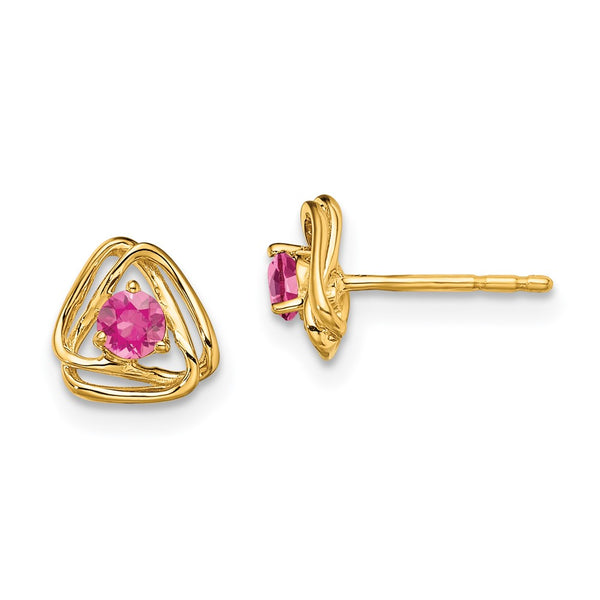 14k Pink Tourmaline Post Earrings-WBC-EM7395-PT-Y