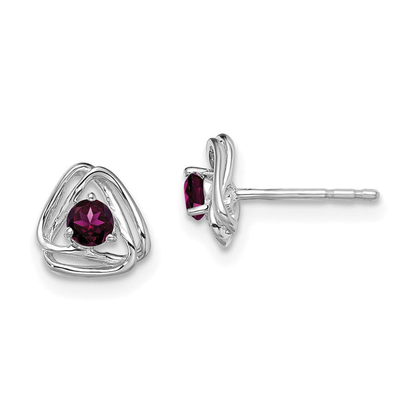 14k White Gold Rhodolite Garnet Post Earrings-WBC-EM7395-RG-W