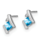 10k White Gold Antique Cushion Blue Topaz and Diamond Earrings-WBC-EM7398-BT-003-1WA