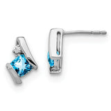 10k White Gold Antique Cushion Blue Topaz and Diamond Earrings-WBC-EM7398-BT-003-1WA