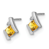 10k White Gold Antique Cushion Citrine and Diamond Earrings-WBC-EM7398-CI-003-1WA