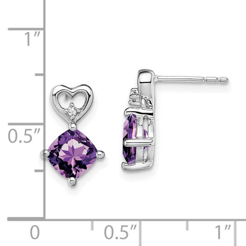 14k White Gold Amethyst and Diamond Heart Earrings-WBC-EM7399-AM-002-WA