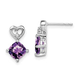 14k White Gold Amethyst and Diamond Heart Earrings-WBC-EM7399-AM-002-WA