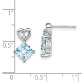 14k White Gold Aquamarine and Diamond Heart Earrings-WBC-EM7399-AQ-002-WA