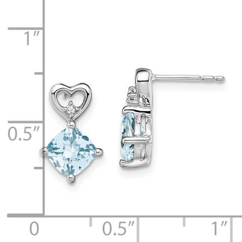 14k White Gold Aquamarine and Diamond Heart Earrings-WBC-EM7399-AQ-002-WA