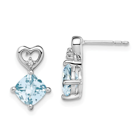 14k White Gold Aquamarine and Diamond Heart Earrings-WBC-EM7399-AQ-002-WA