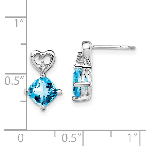 14k White Gold Blue Topaz and Diamond Heart Earrings-WBC-EM7399-BT-002-WA