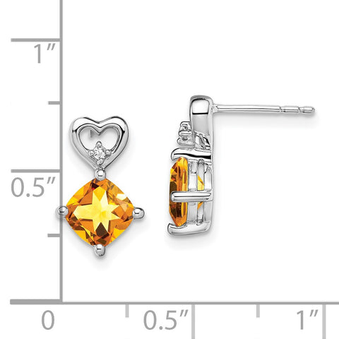 14k White Gold Citrine and Diamond Heart Earrings-WBC-EM7399-CI-002-WA