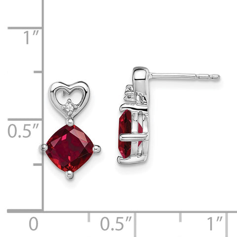 14k White Gold Created Ruby and Diamond Heart Earrings-WBC-EM7399-CRU-002-WA