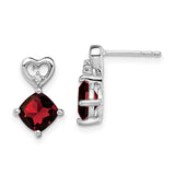 14k White Gold Garnet and Diamond Heart Earrings-WBC-EM7399-GA-002-WA