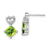 14k White Gold Peridot and Diamond Heart Earrings-WBC-EM7399-PE-002-WA