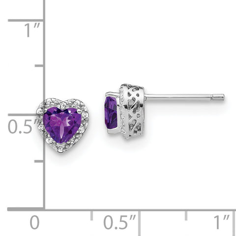 Sterling Silver Amethyst and Diamond Earrings-WBC-EM7400-AM-010-SSA