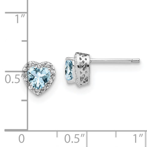 Sterling Silver Aquamarine and Diamond Earrings-WBC-EM7400-AQ-010-SSA