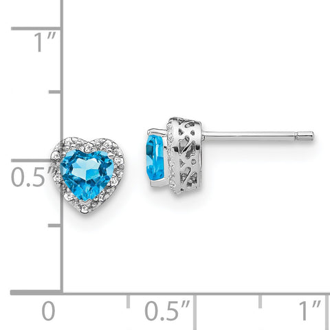 Sterling Silver Blue Topaz and Diamond Earrings-WBC-EM7400-BT-010-SSA