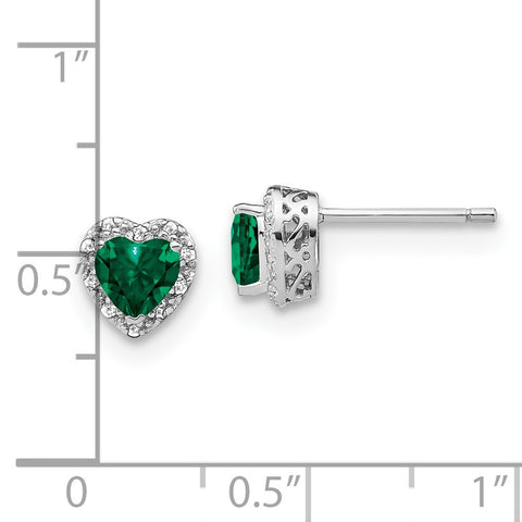 Sterling Silver Created Emerald and Diamond Earrings-WBC-EM7400-CEM-010-SSA