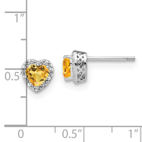 Sterling Silver Citrine and Diamond Earrings-WBC-EM7400-CI-010-SSA