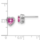 Sterling Silver Created Pink Sapphire and Diamond Earrings-WBC-EM7400-CPS-010-SSA