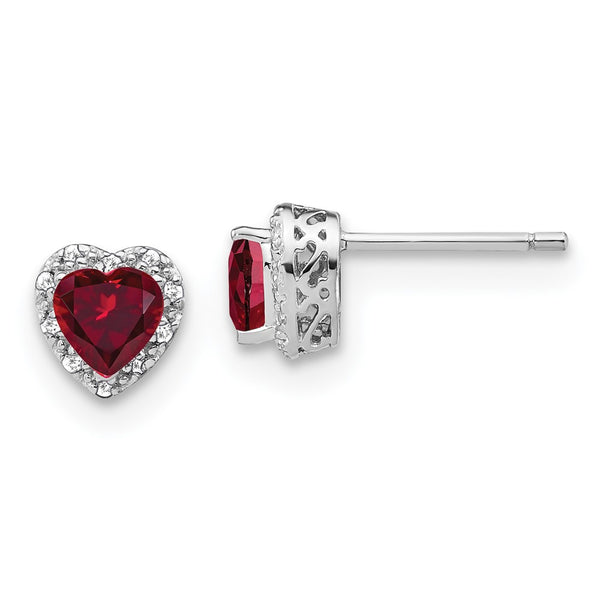 Sterling Silver Created Ruby and Diamond Earrings-WBC-EM7400-CRU-010-SSA