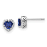 Sterling Silver Created Sapphire and Diamond Earrings-WBC-EM7400-CSA-010-SSA