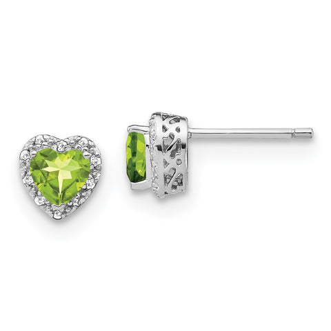 Sterling Silver Peridot and Diamond Earrings-WBC-EM7400-PE-010-SSA