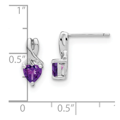 Sterling Silver Amethyst and Diamond Earrings-WBC-EM7401-AM-002-SSA