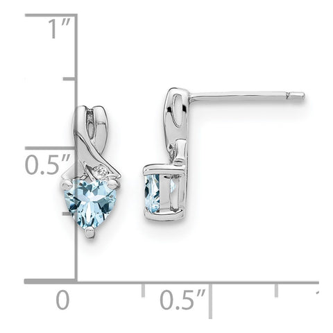 Sterling Silver Aquamarine and Diamond Earrings-WBC-EM7401-AQ-002-SSA