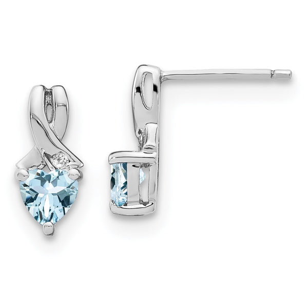 Sterling Silver Aquamarine and Diamond Earrings-WBC-EM7401-AQ-002-SSA