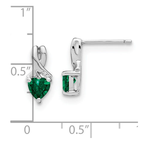 Sterling Silver Created Emerald and Diamond Earrings-WBC-EM7401-CEM-002-SSA