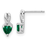 Sterling Silver Created Emerald and Diamond Earrings-WBC-EM7401-CEM-002-SSA