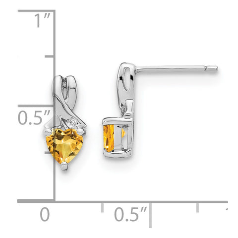 Sterling Silver Citrine and Diamond Earrings-WBC-EM7401-CI-002-SSA