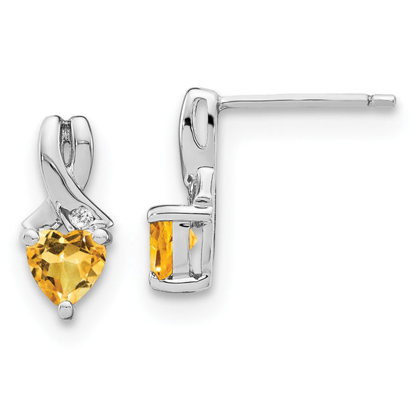 Sterling Silver Citrine and Diamond Earrings-WBC-EM7401-CI-002-SSA