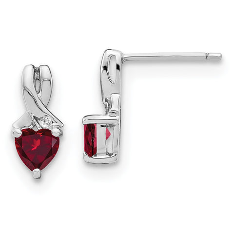 Sterling Silver Created Ruby and Diamond Earrings-WBC-EM7401-CRU-002-SSA