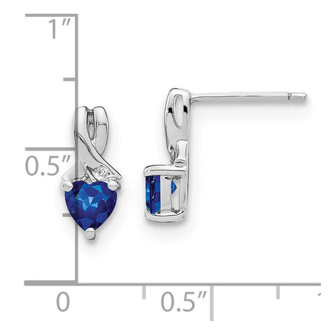 Sterling Silver Created Sapphire and Diamond Earrings-WBC-EM7401-CSA-002-SSA