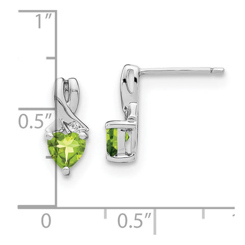 Sterling Silver Peridot and Diamond Earrings-WBC-EM7401-PE-002-SSA