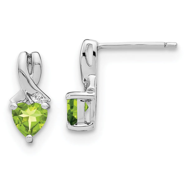 Sterling Silver Peridot and Diamond Earrings-WBC-EM7401-PE-002-SSA