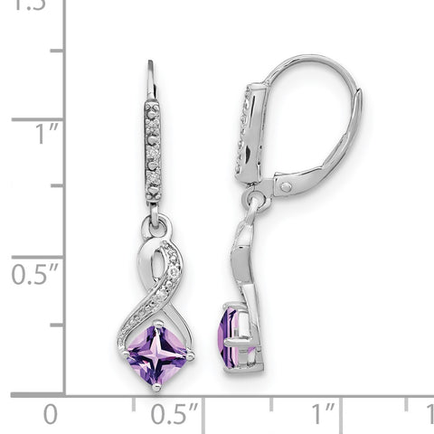 Sterling Silver Amethyst and Diamond Earrings-WBC-EM7402-AM-006-SSA