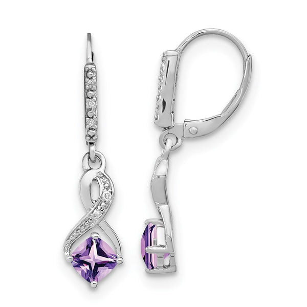 Sterling Silver Amethyst and Diamond Earrings-WBC-EM7402-AM-006-SSA