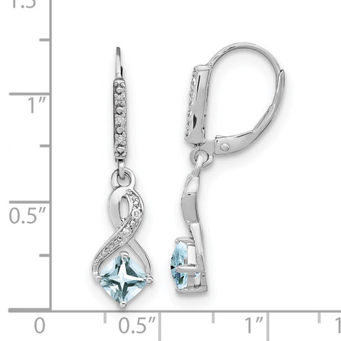 Sterling Silver Aquamarine and Diamond Earrings-WBC-EM7402-AQ-006-SSA